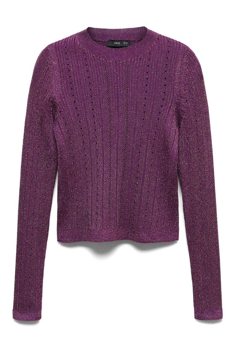 Metallic Crop Sweater, Alternate, color, PURPLE
