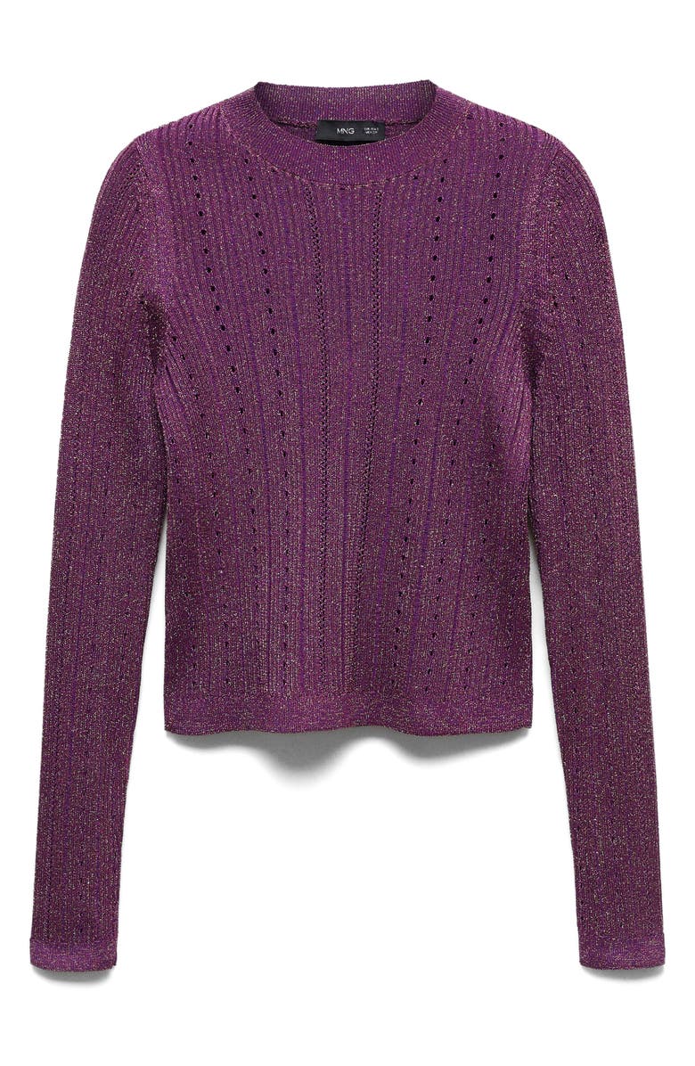 MANGO Metallic Crop Sweater, Alternate, color, 