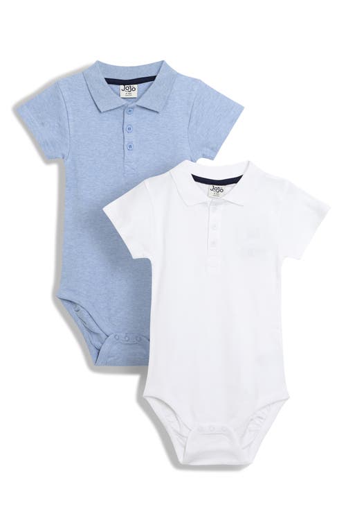 Jojo Maman Bébé Jojo Maman Bebe Assorted 2-pack Polo Collar Cotton Bodysuits In White/blue