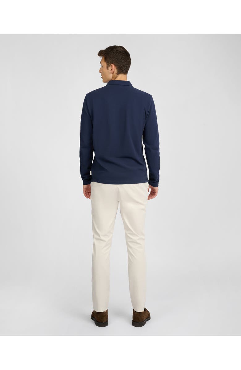 Onia Long Sleeve Pique Polo, Alternate, color, Midnight