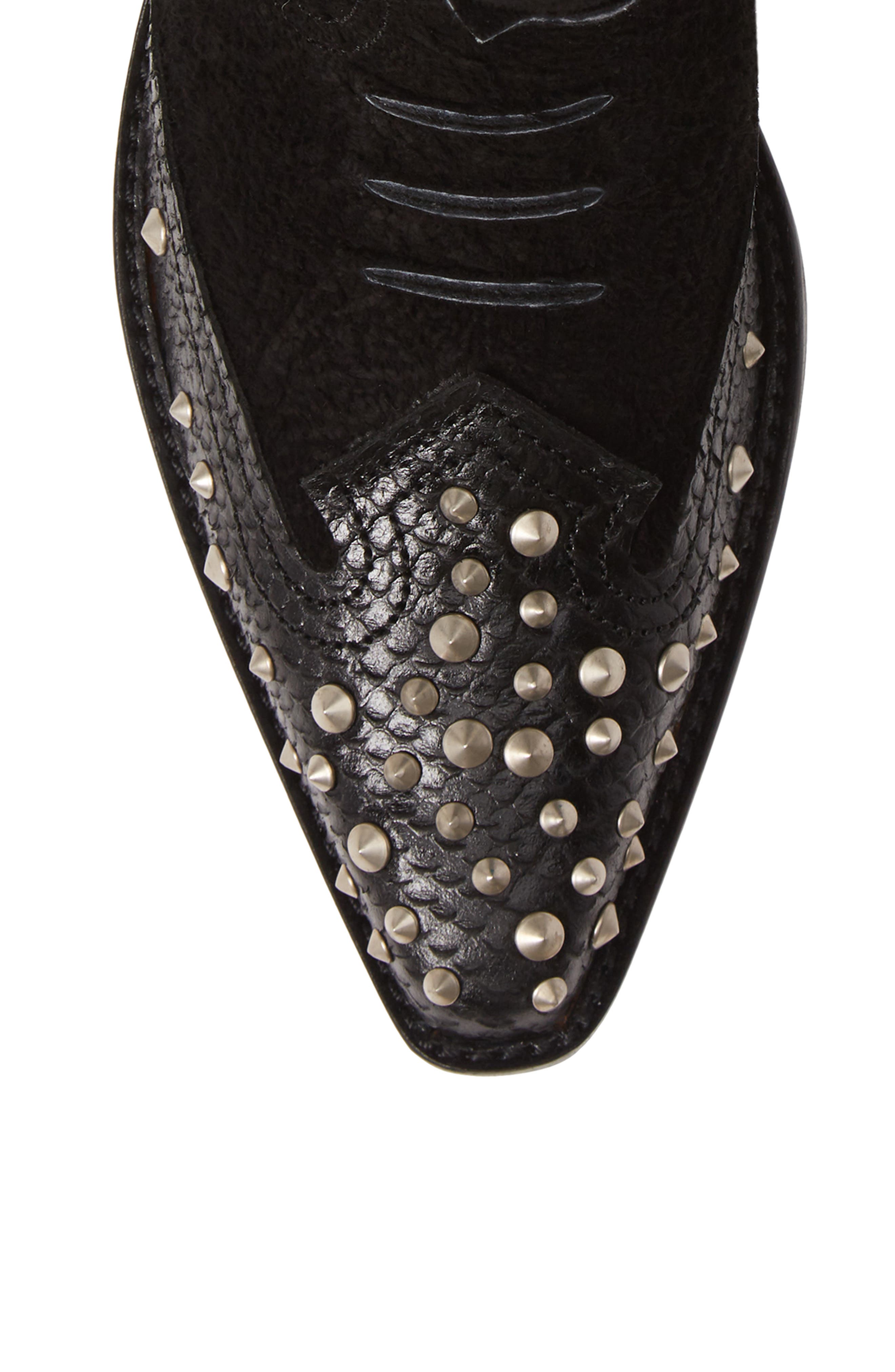 Spiked Ankle Cowboy Boots, Alternate, color, BLACK