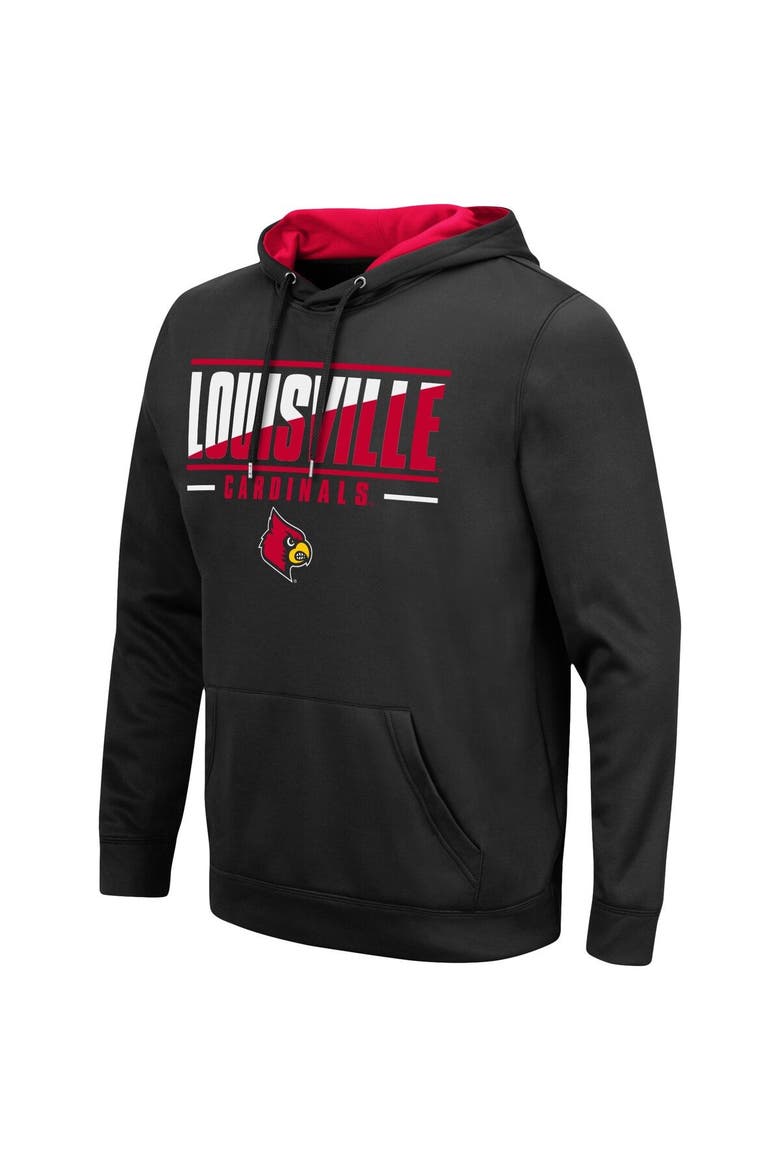 Men's Colosseum Black Louisville Cardinals Slash Stack 2.0 Pullover Hoodie, Alternate, color, Black