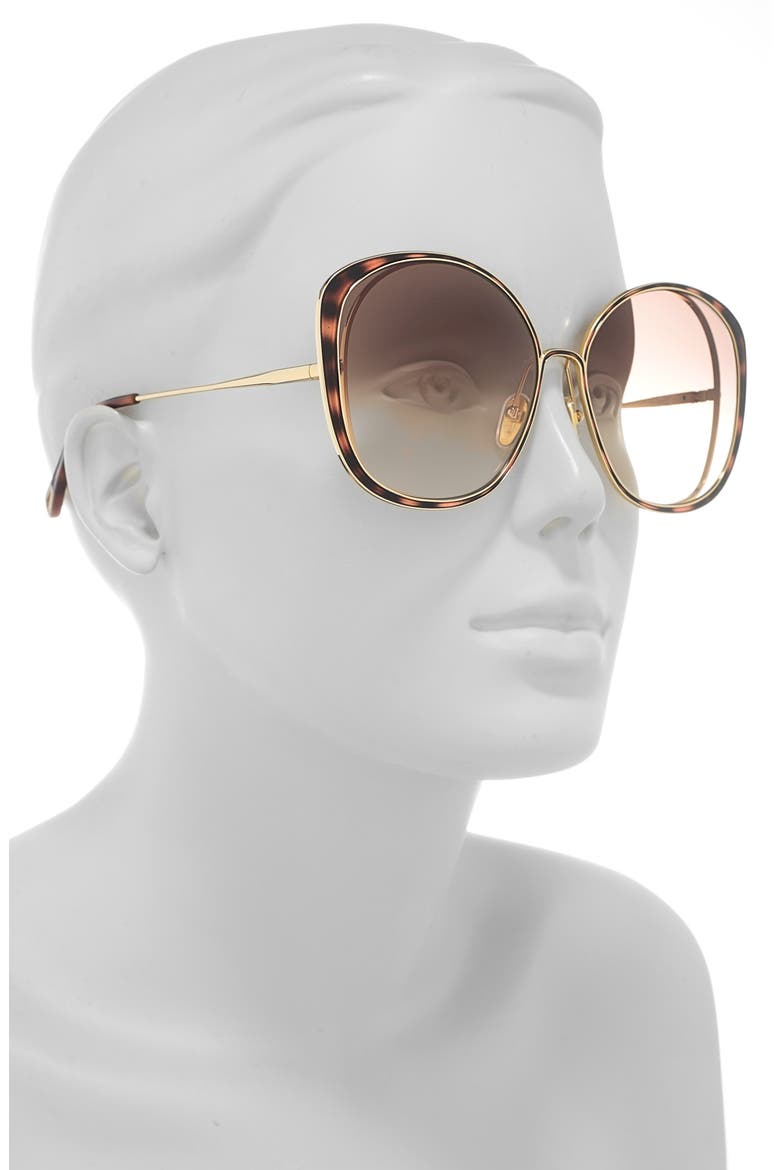 62mm Round Sunglasses, Alternate, color, GOLD GOLD BROWN