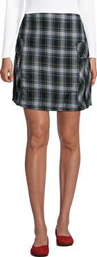 Lands' End School Uniform Young Side Pleat Plaid Skort Above the Knee