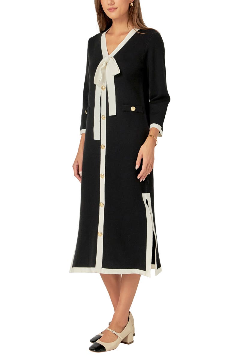 English Factory Bow Knit Midi Dress, Alternate, color, 