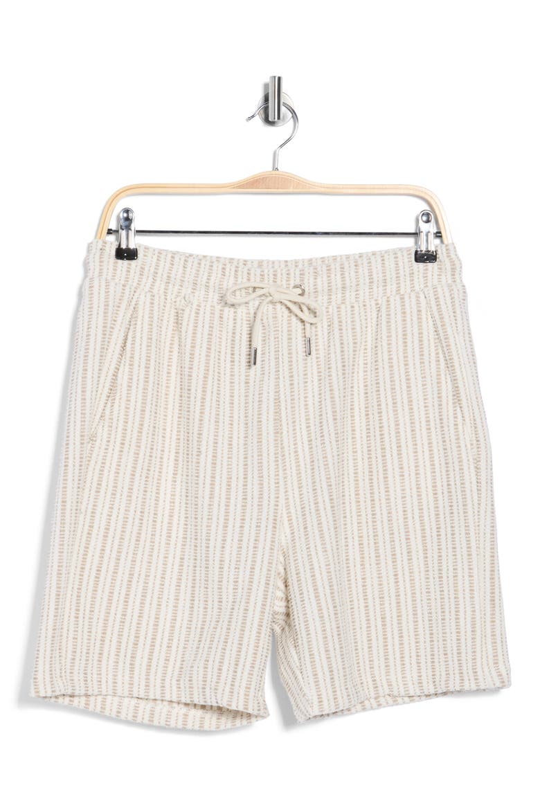 Stripe Cotton Blend Drawstring Shorts, Alternate, color, WHITE