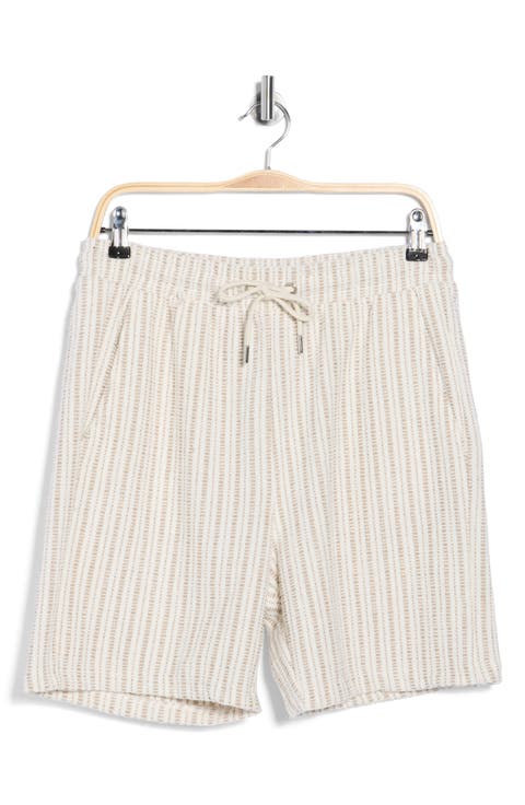 Stripe Cotton Blend Drawstring Shorts