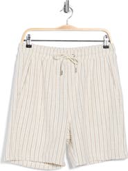 DENIM AND FLOWER Stripe Cotton Blend Drawstring Shorts