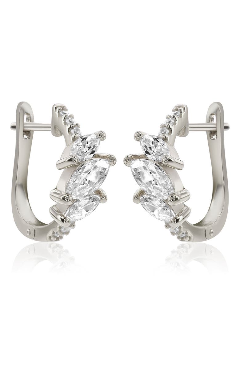 SUZY LEVIAN Marquis Cubic Zirconia Huggie Hoop Earrings, Alternate, color, Silver