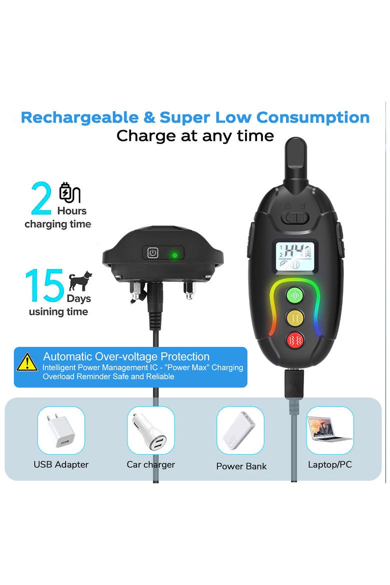 Vibrange 1-to-2 Dog 450-Yard Range 16-Level Vibration and Sound Training Dog Collar, Alternate, color, BLACK