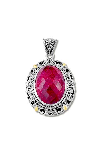 Samuel B. 18k & Silver 4.90 Ct. Tw. Ruby Pendant In Red