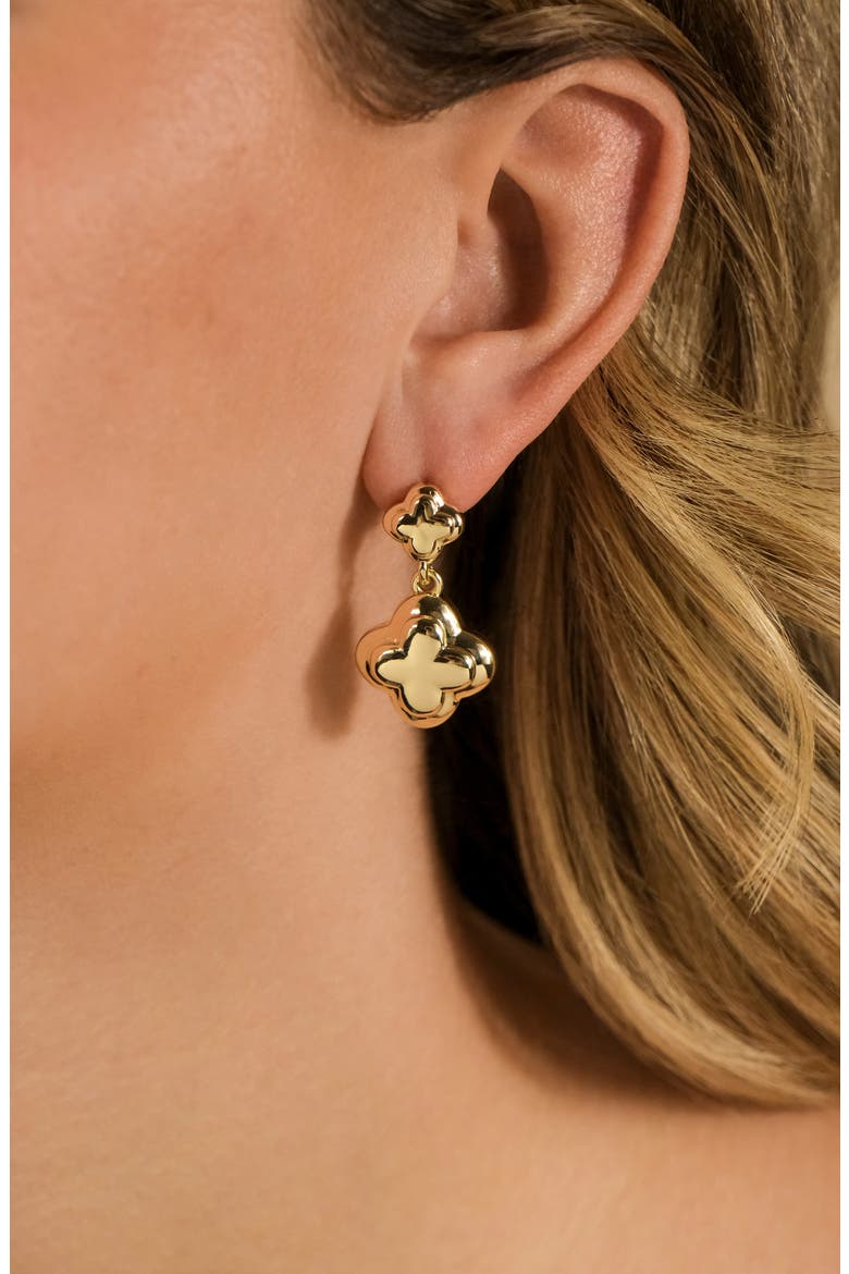 Jasmina Clover Charm Drop Earrings, Alternate, color, GOLD
