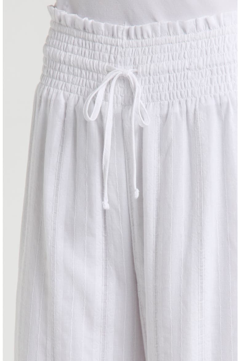 Meadow Embroidered Cotton Drawstring Pants, Alternate, color, WHITE