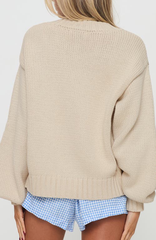 Shop Princess Polly Edern Blouson Cotton Blend Cardigan In Cream