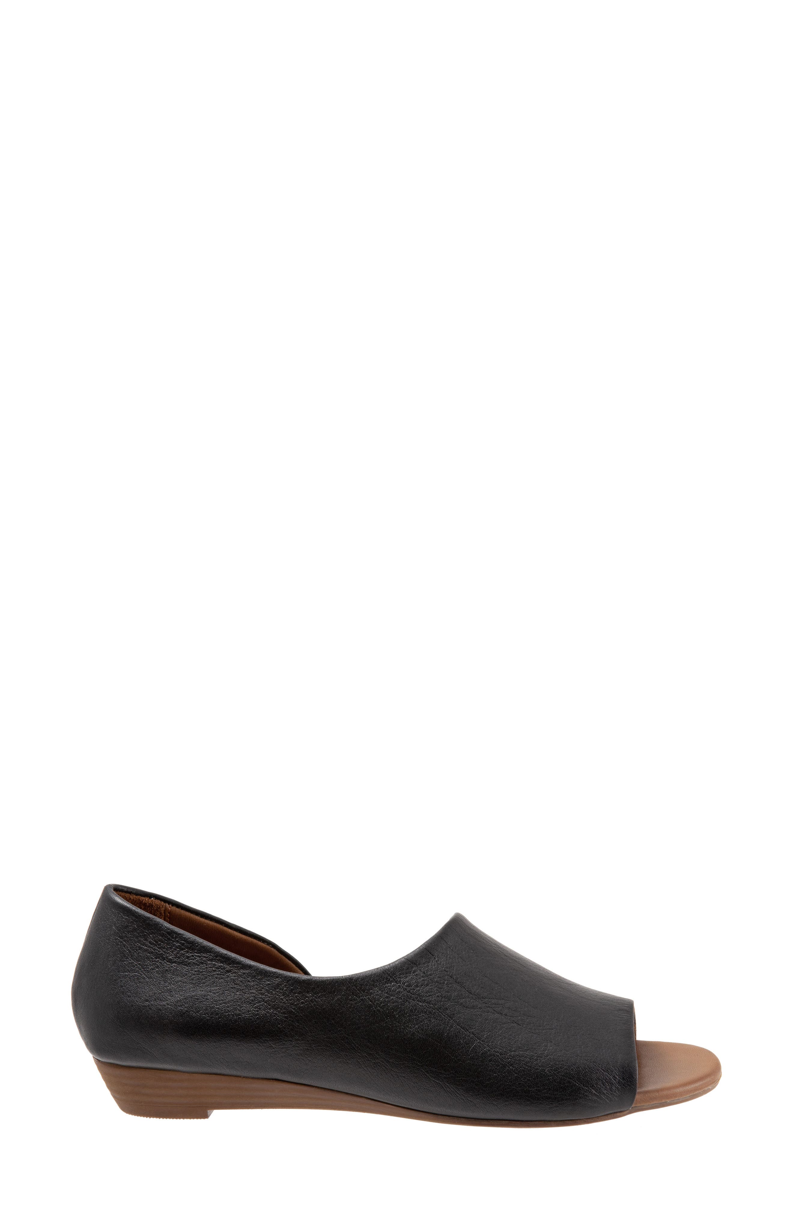 Anna Half d'Orsay Open Toe Flat, Alternate, color, BLACK LEATHER