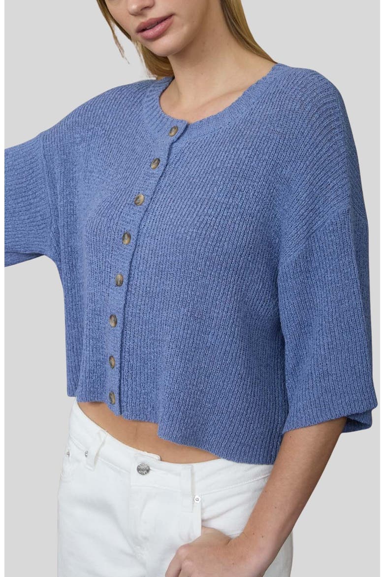 Three-Quarter Sleeve Cardigan, Alternate, color, DUSTY BLUE