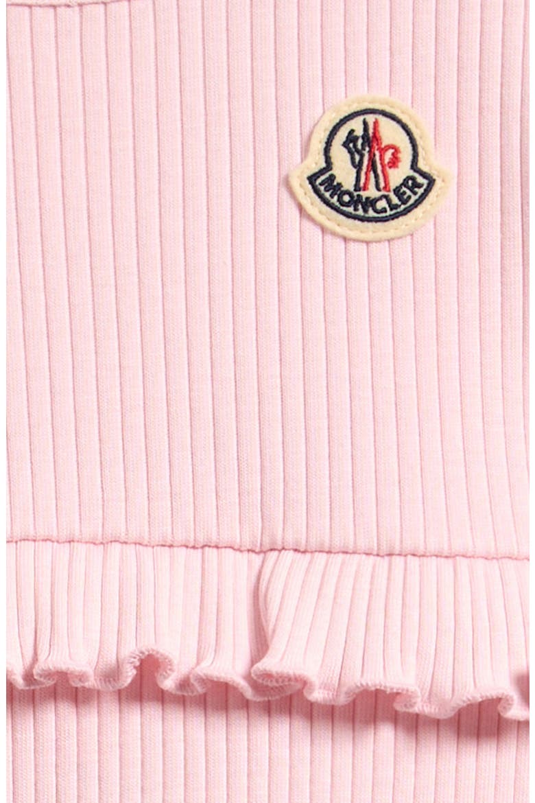Ruffle Trim Rib Cotton Romper, Alternate, color, LIGHT PINK