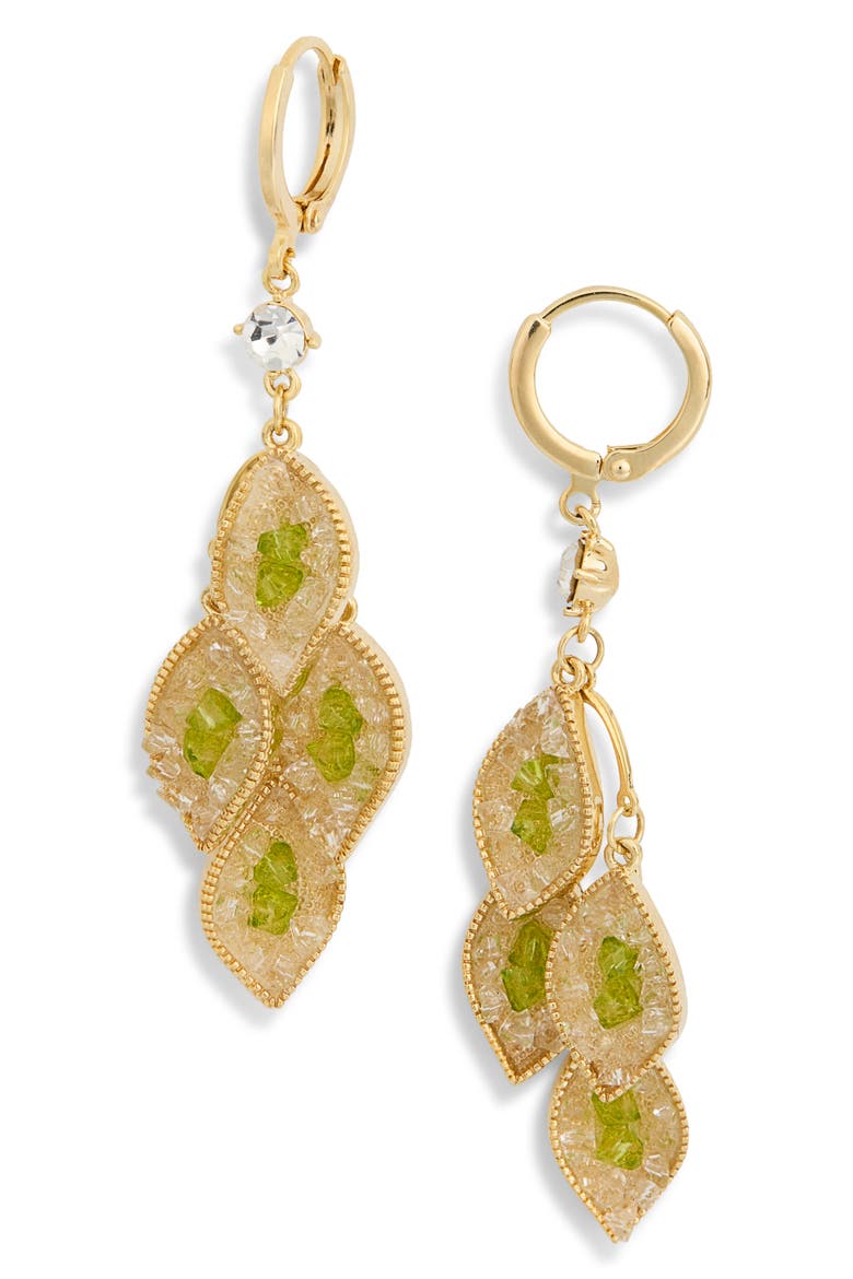 Estelle Leaf Drop Huggie Hoop Earrings, Main, color, GOLD