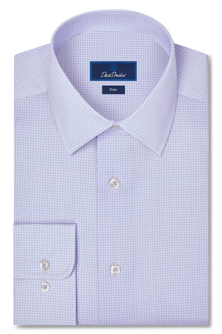 Trim Fit Geometric Print Dress Shirt, Main, color, LILAC