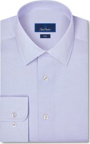David Donahue Trim Fit Geometric Print Dress Shirt