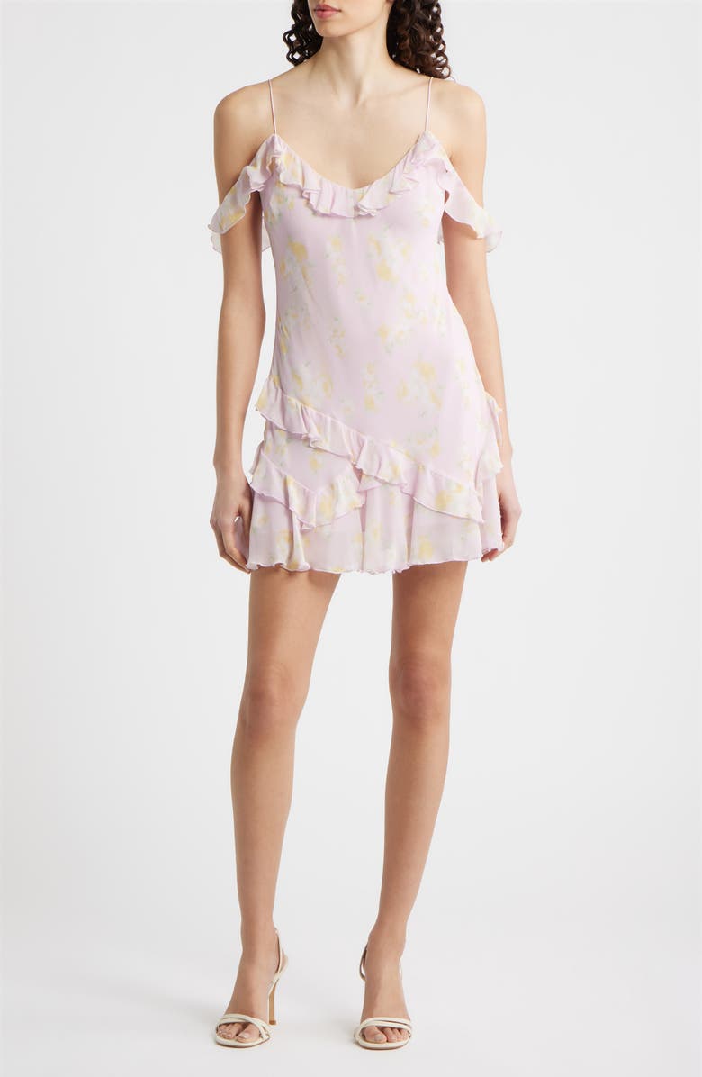 LoveShackFancy Timara Ruffle Minidress, Main, color, Wisteria Sun