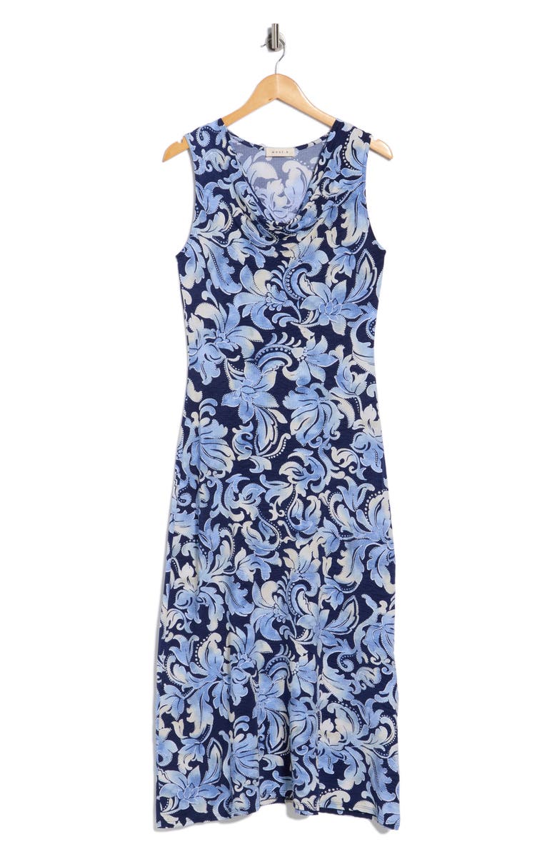 WEST K Sleeveless Cowl Neck Midi Dress, Alternate, color, Blue/ Navy