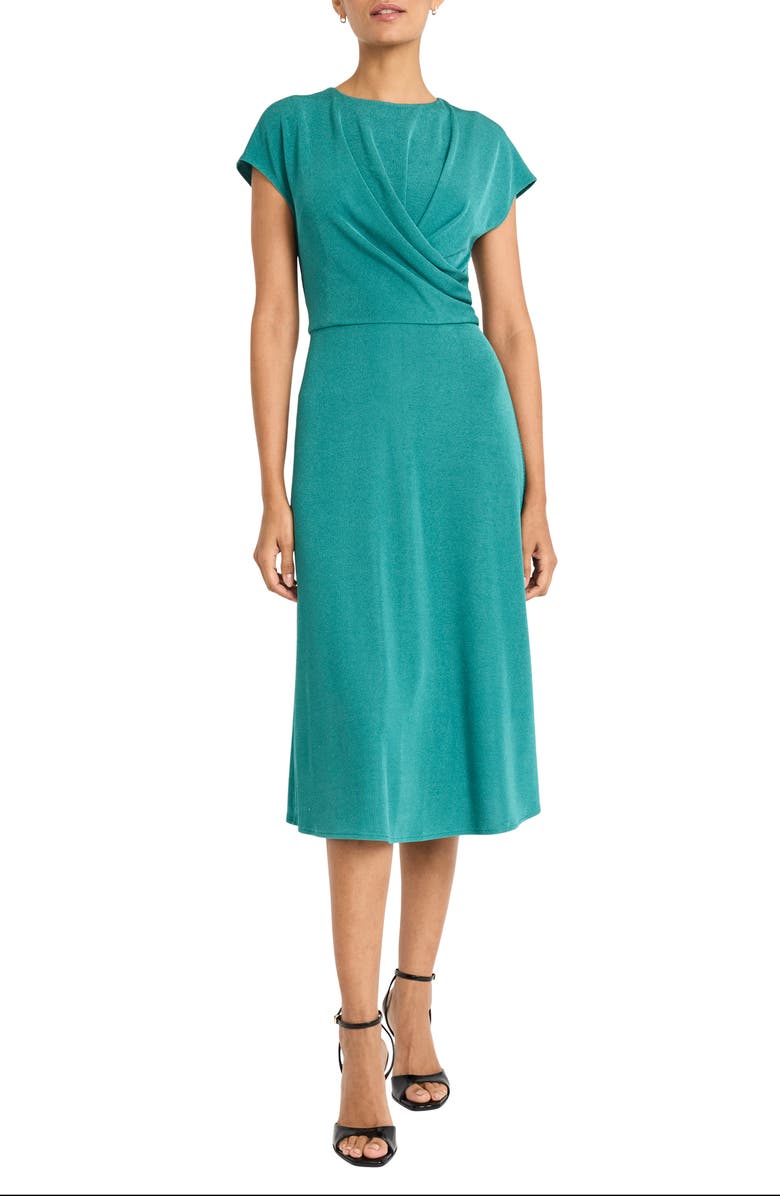 Maggy London Draped Bodice Knit Midi Dress, Main, color, 