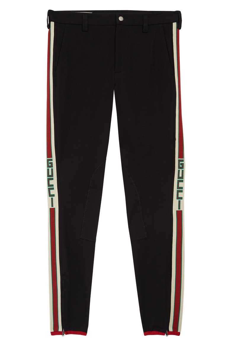 Logo Side Stripe Stretch Cotton Pants, Main, color, BLACK/ RED/ CREAM