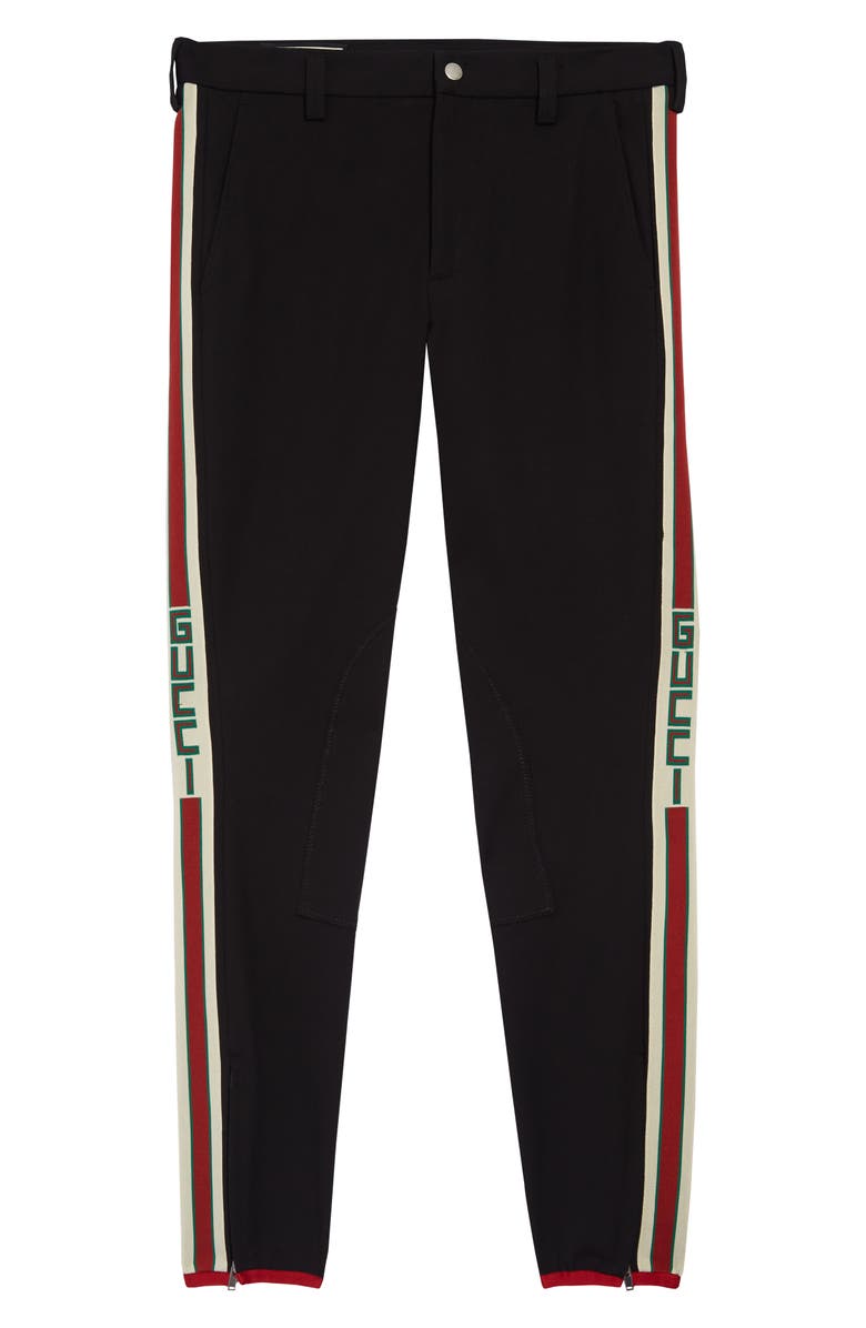 Gucci Logo Side Stripe Stretch Cotton Pants, Main, color,