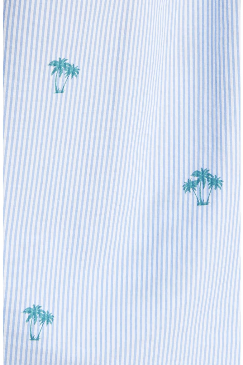 Palm Seersucker Short Sleeve Button-Down Shirt, Alternate, color, BLUE STRIPE PALM