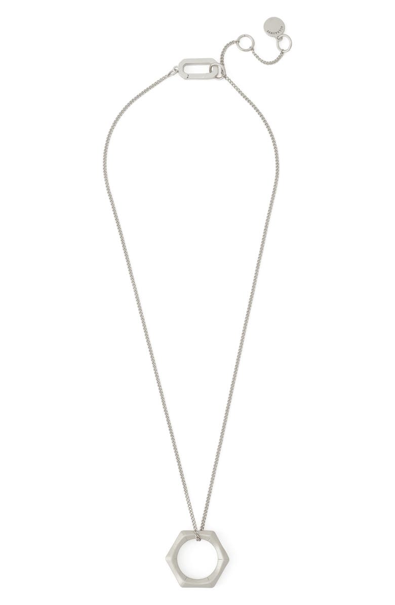 AllSaints Bamboo Texture Pendant Necklace, Main, color, Warm Silver