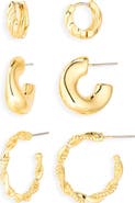 NORDSTROM RACK Demi-Fine Pack of 3 Assorted Hoop Earrings