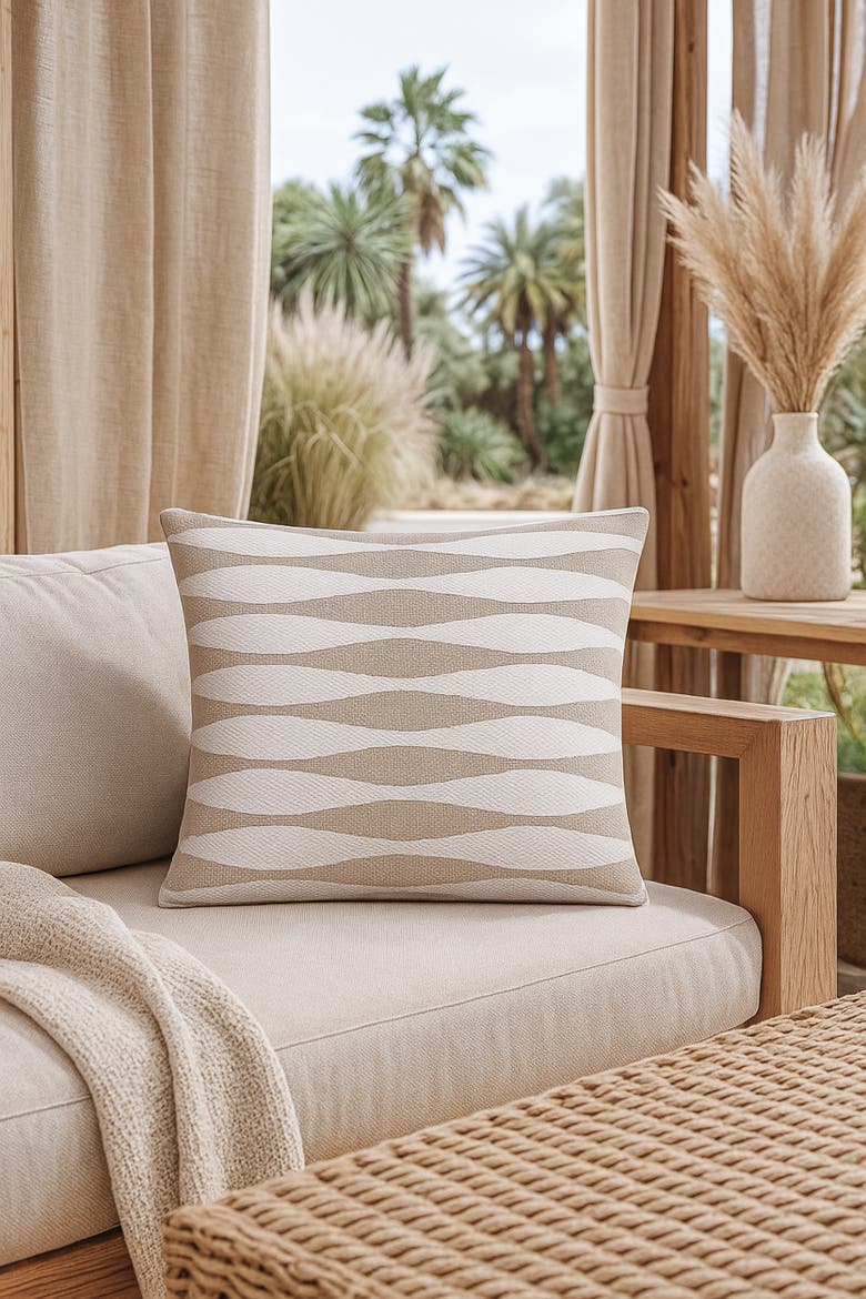Serene Wave Pillow, Alternate, color, Rustic Beige
