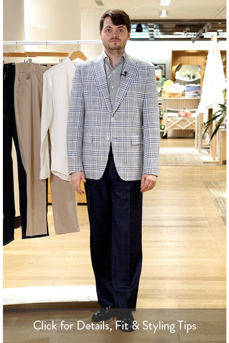Hutson Slim Fit Blue & White Plaid Linen & Cotton Blend Sport Coat video