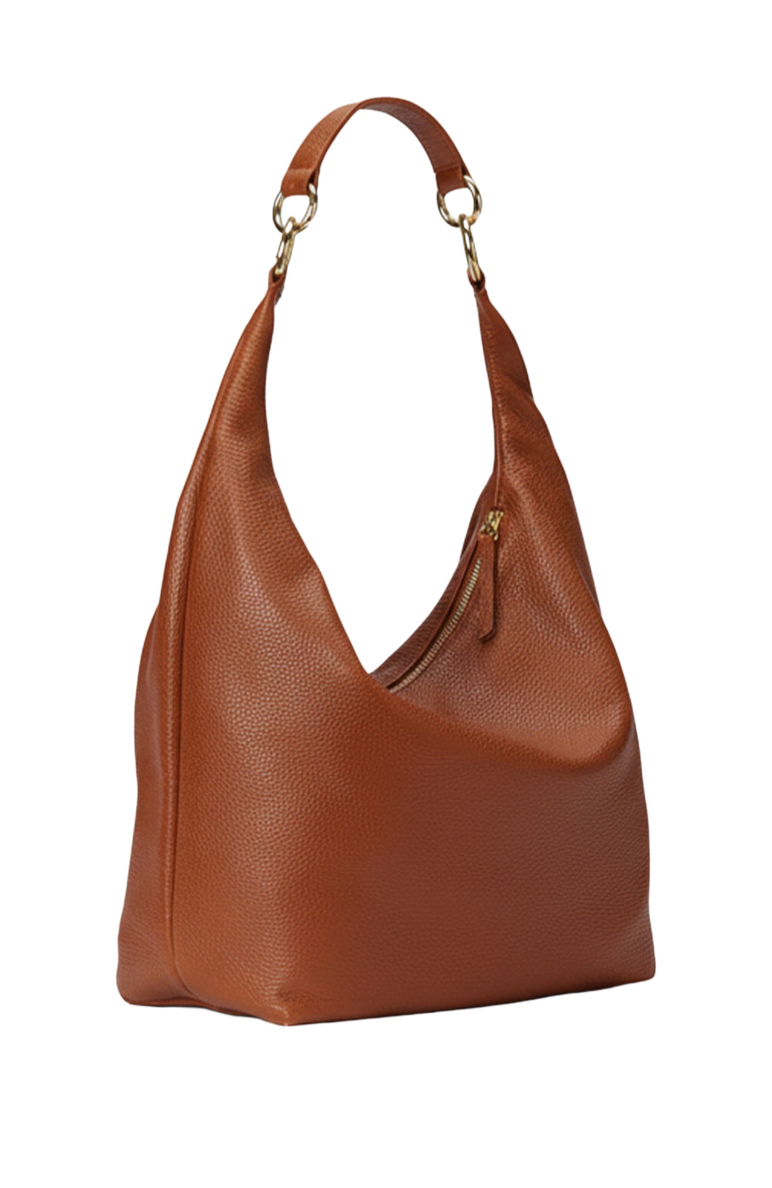 Leather Convertible Hobo Ring Bag, Alternate, color, Cognac