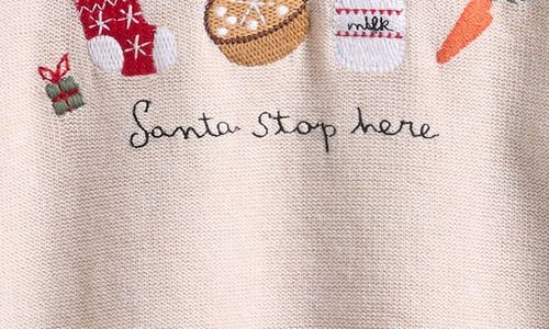 Next Kids' Santa Stop Here Embroidered Cotton Sweater In Neutral