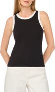 Halogen® Contrast Trim Ribbed Tank
