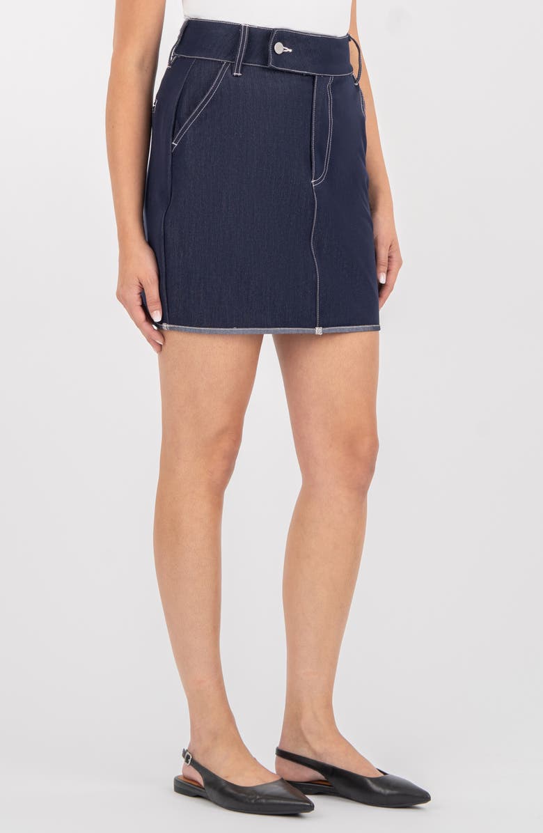 KUT from the Kloth Crystal Rolled Hem Denim Skirt, Alternate, color, Navy