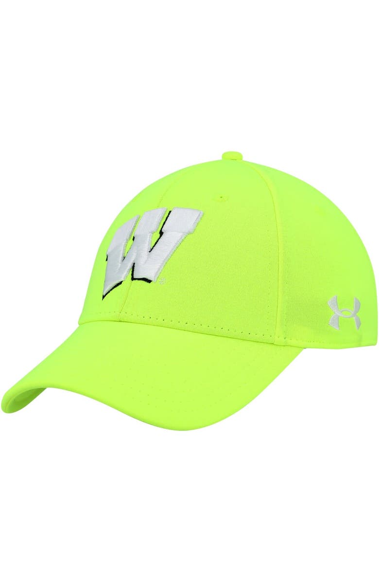 Under Armour Men's Under Armour Neon Green Wisconsin Badgers Signal Call Performance Flex Hat, Main, color, 
