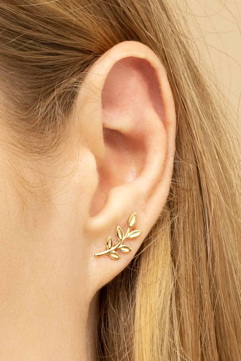 14K Yellow Gold Peace and Love Studs, Alternate, color, Yellow Gold