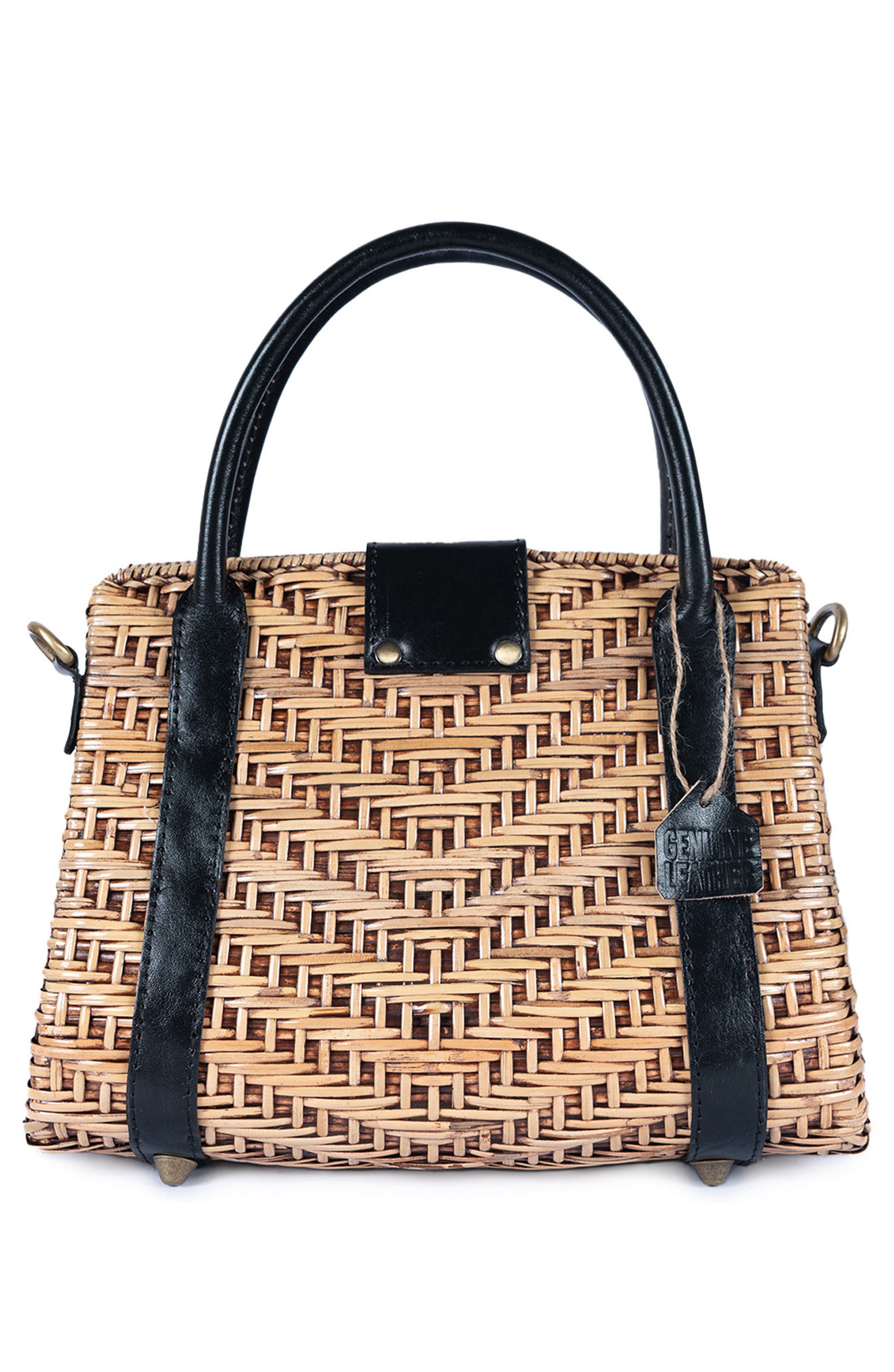 Jelavu Morgana Rattan & Leather Shoulder Bag, Alternate, color, 