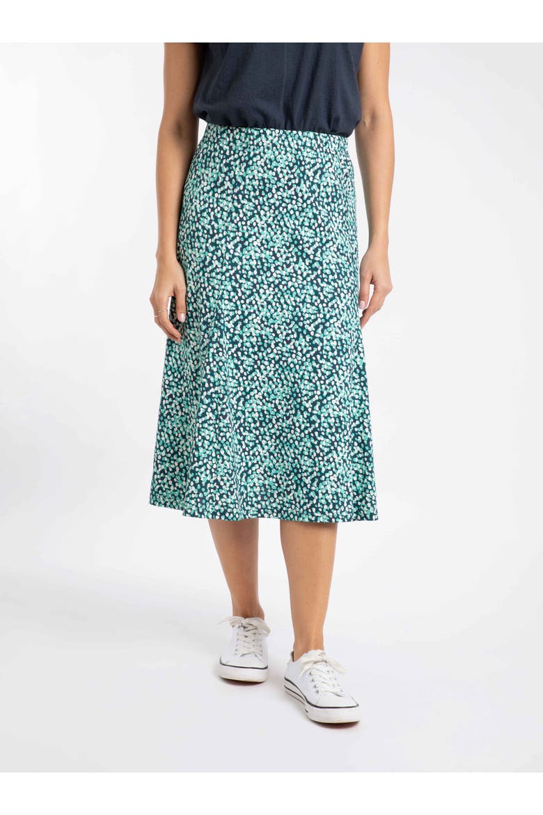 Romaro Printed Jersey Midi Skirt, Main, color, Deep Teal