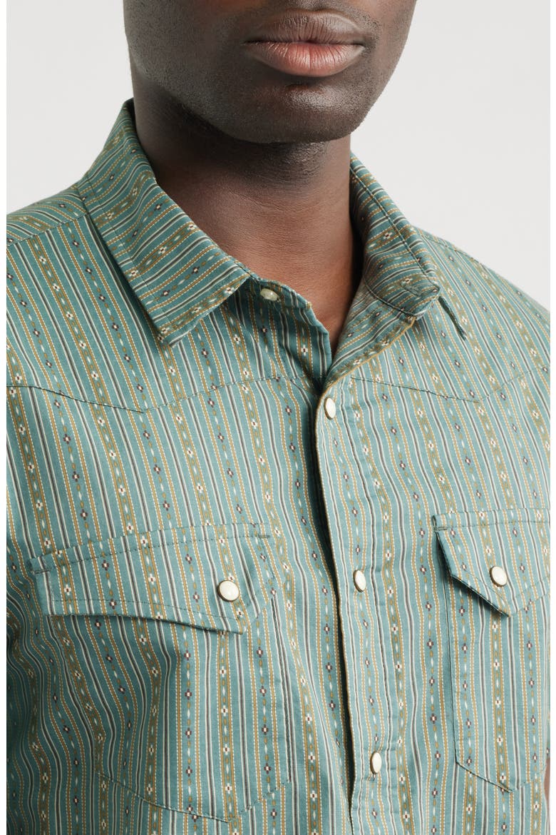 Laramie Short Sleeve Snap-Up Western Shirt, Alternate, color, HARDING STRIPE BLUE