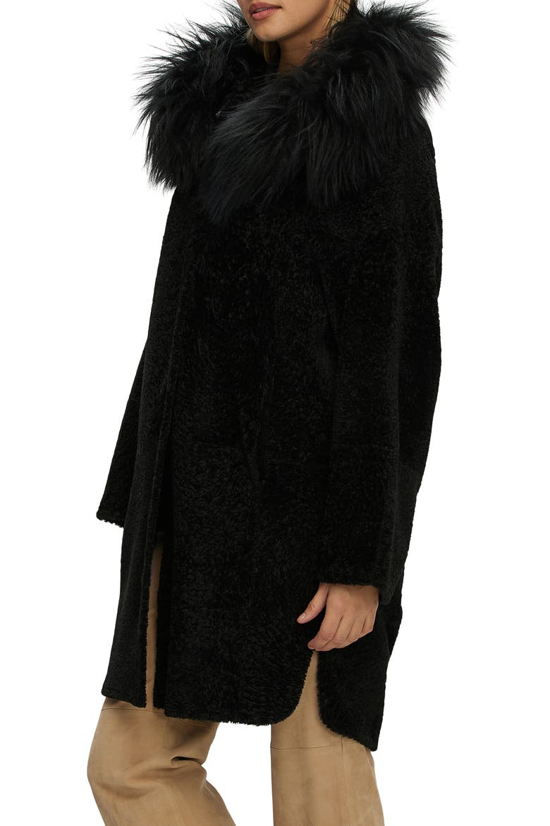 Reversible Genuine Shearling Stroller with Genuine Shearling Hood Trim, Alternate, color, BLACK/BLACK