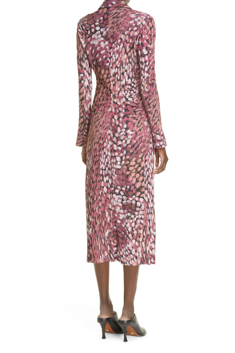 Claudia Dot Print Button Front Midi Dress, Alternate, color, MERLOT MULTI DOT