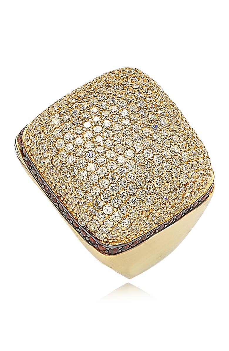 SUZY LEVIAN 14K Yellow Gold Plated Sterling Silver Pavé CZ Square Ring, Alternate, color, Yellow