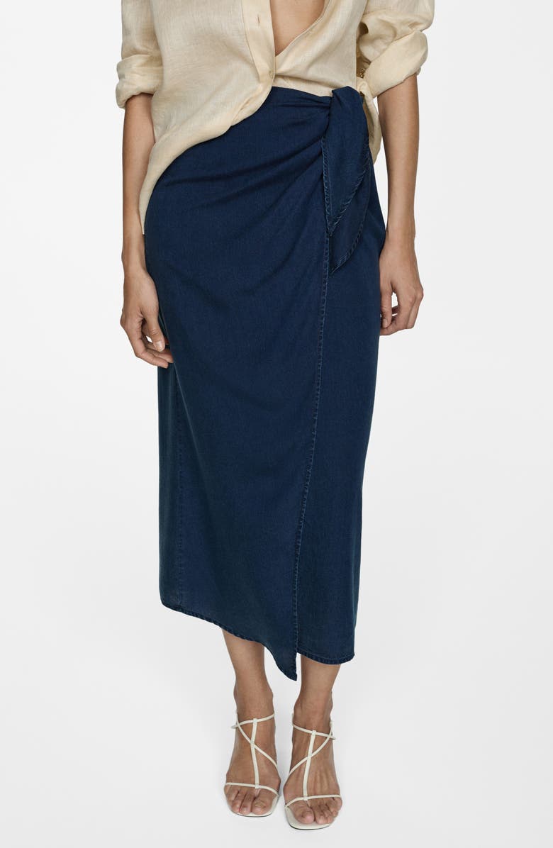 MANGO Denim Sarong Skirt, Main, color, 