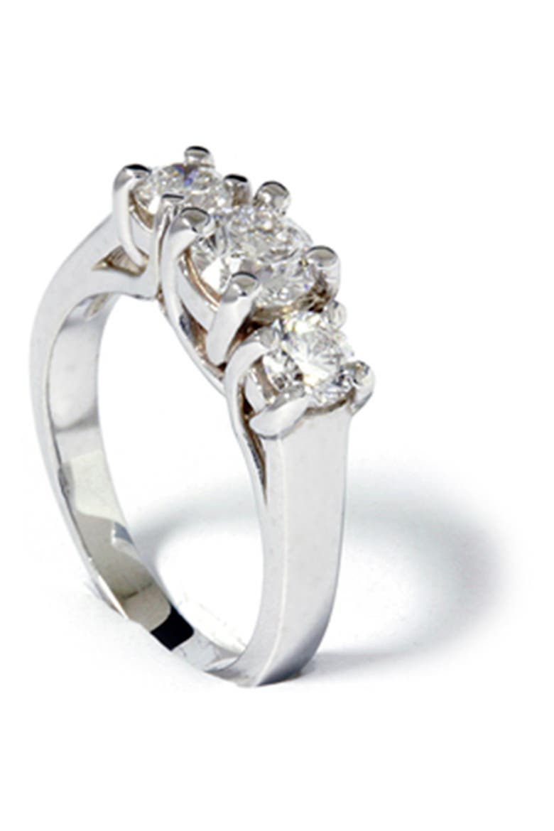 1 3/8ct Three Stone Lab Grown Diamond Engagement Ring 14K Gold, Alternate, color, 14k White Gold