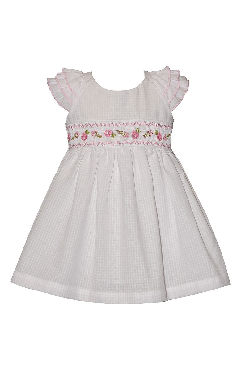 Iris & Ivy Rose Embroidered Smocked Dress, Main, color, White