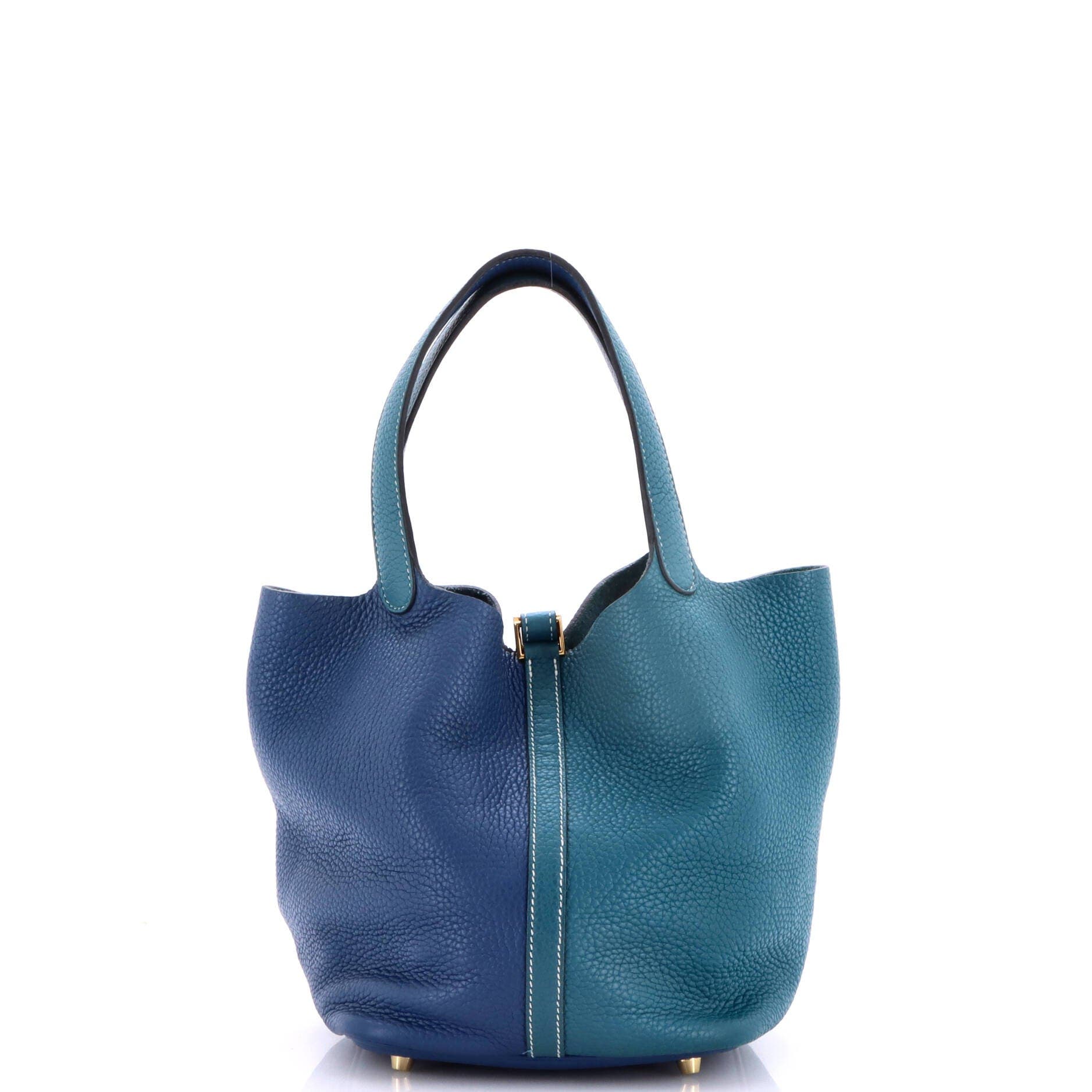 Picotin Lock Bag Bicolor Clemence MM, Alternate, color, Blue
